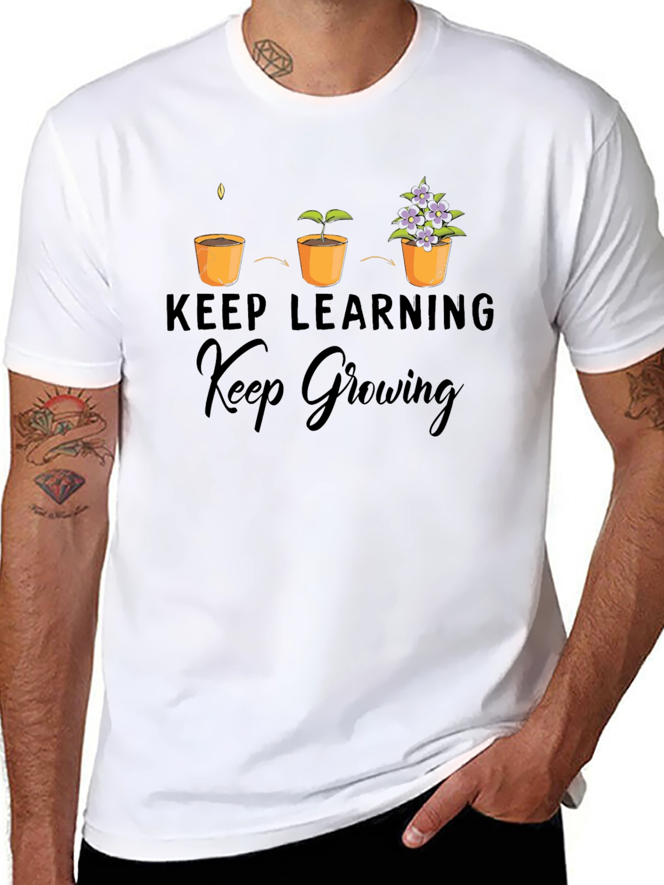 Keep Learning Keep Growing Black T-Shirt