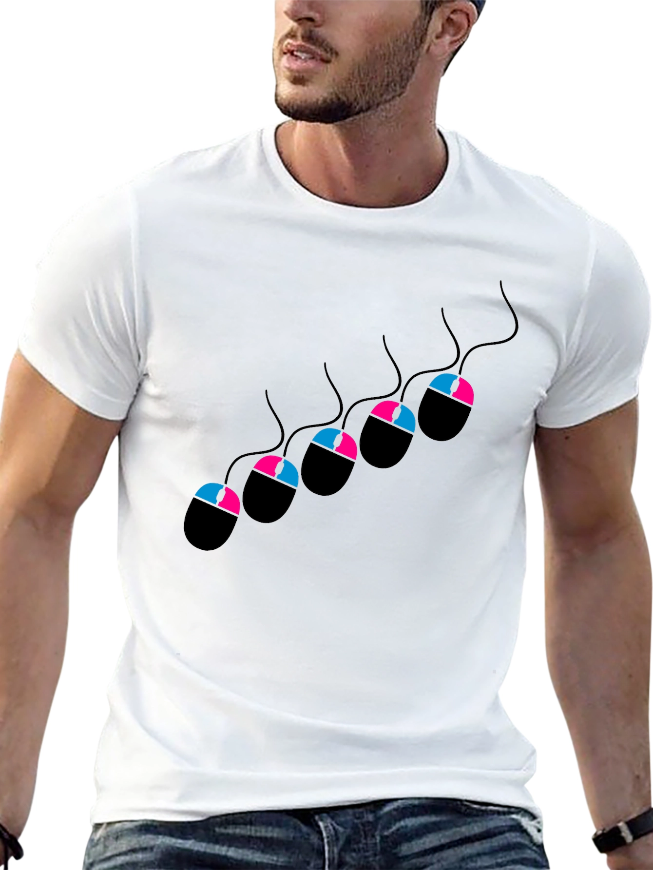 Funny Gamer Mouse Black T-Shirt