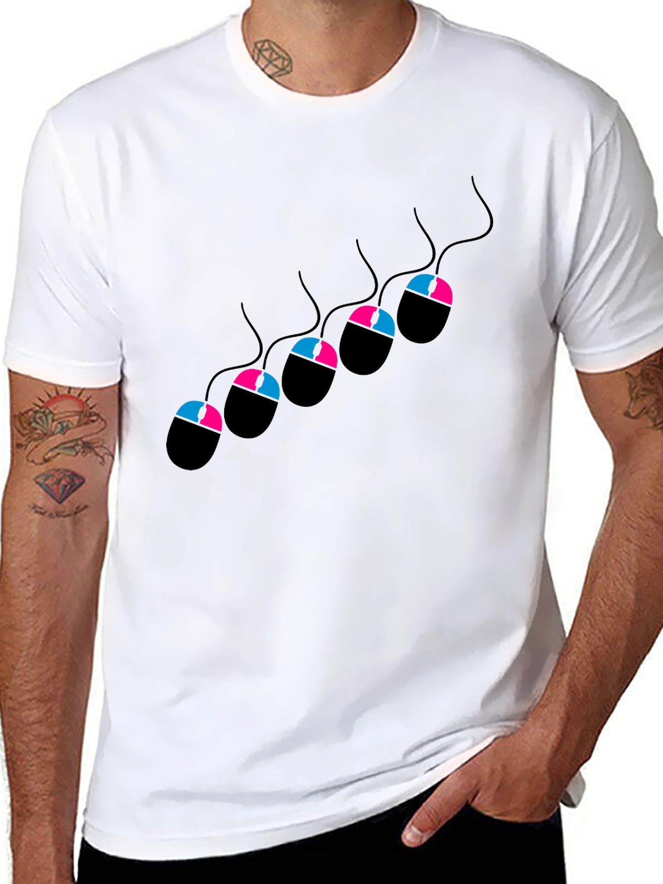 Funny Gamer Mouse Black T-Shirt