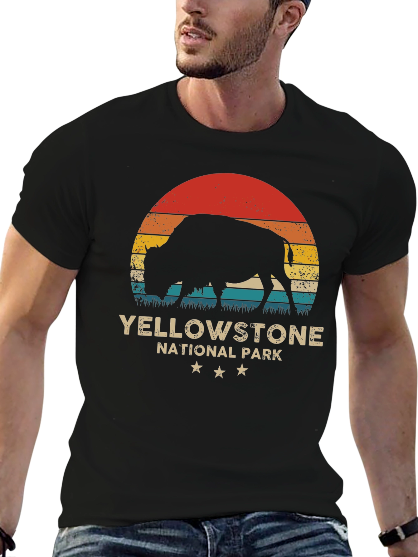 Yellowstone National Park Retro Bison T-Shirt