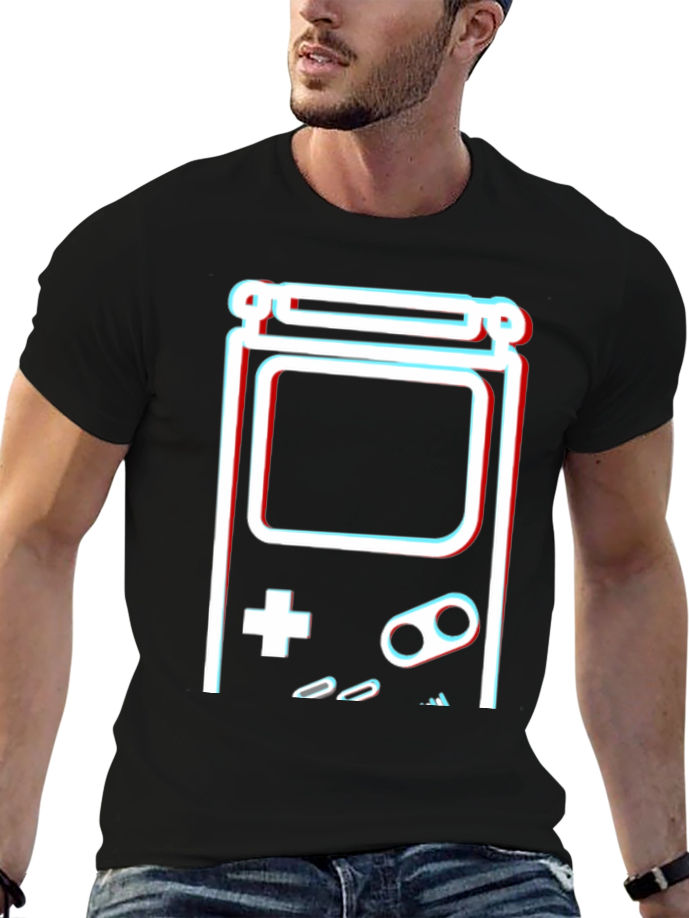 Retro Game Console Graphic T-Shirt - Black