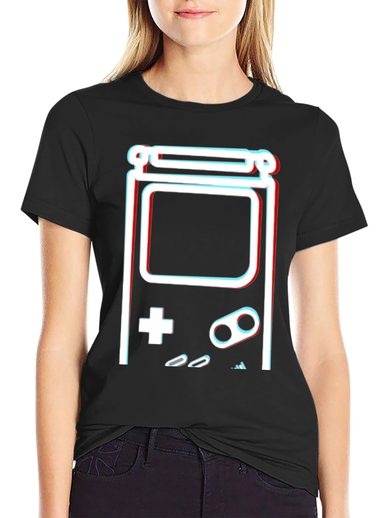 Retro Game Console Graphic T-Shirt - Black