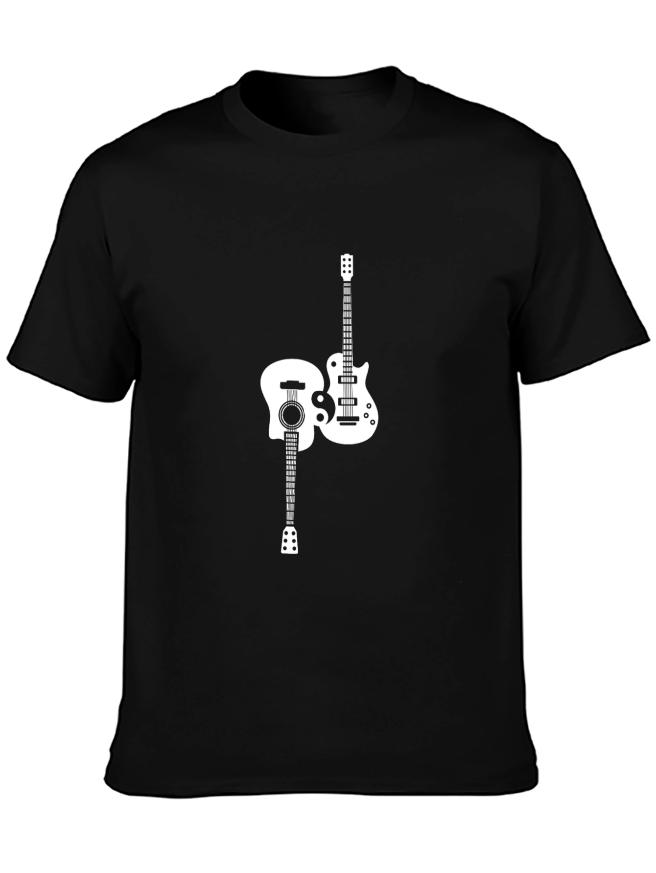 Yin Yang Guitar Graphic Tee - Black Cotton T-Shirt