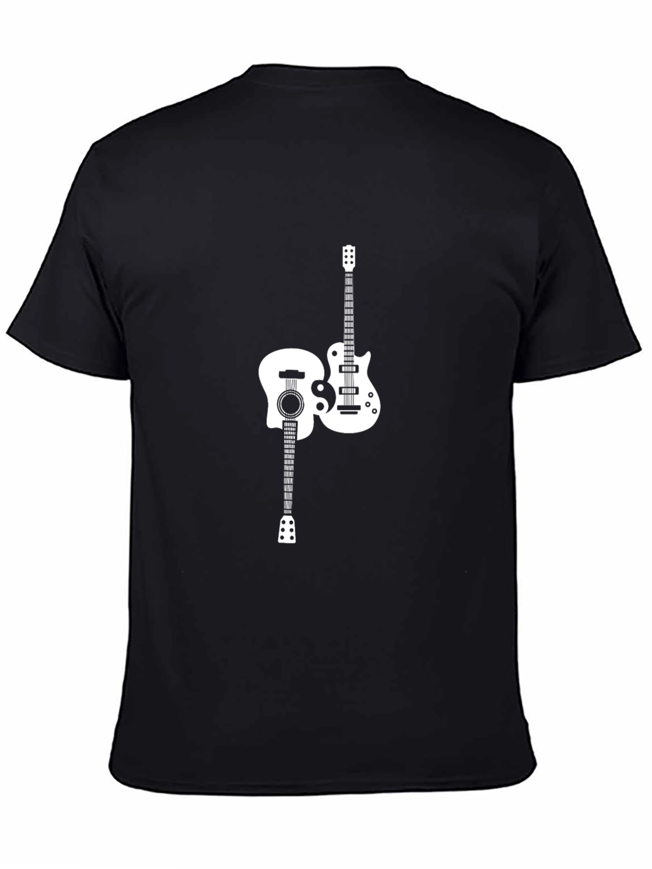 Yin Yang Guitar Graphic Tee - Black Cotton T-Shirt