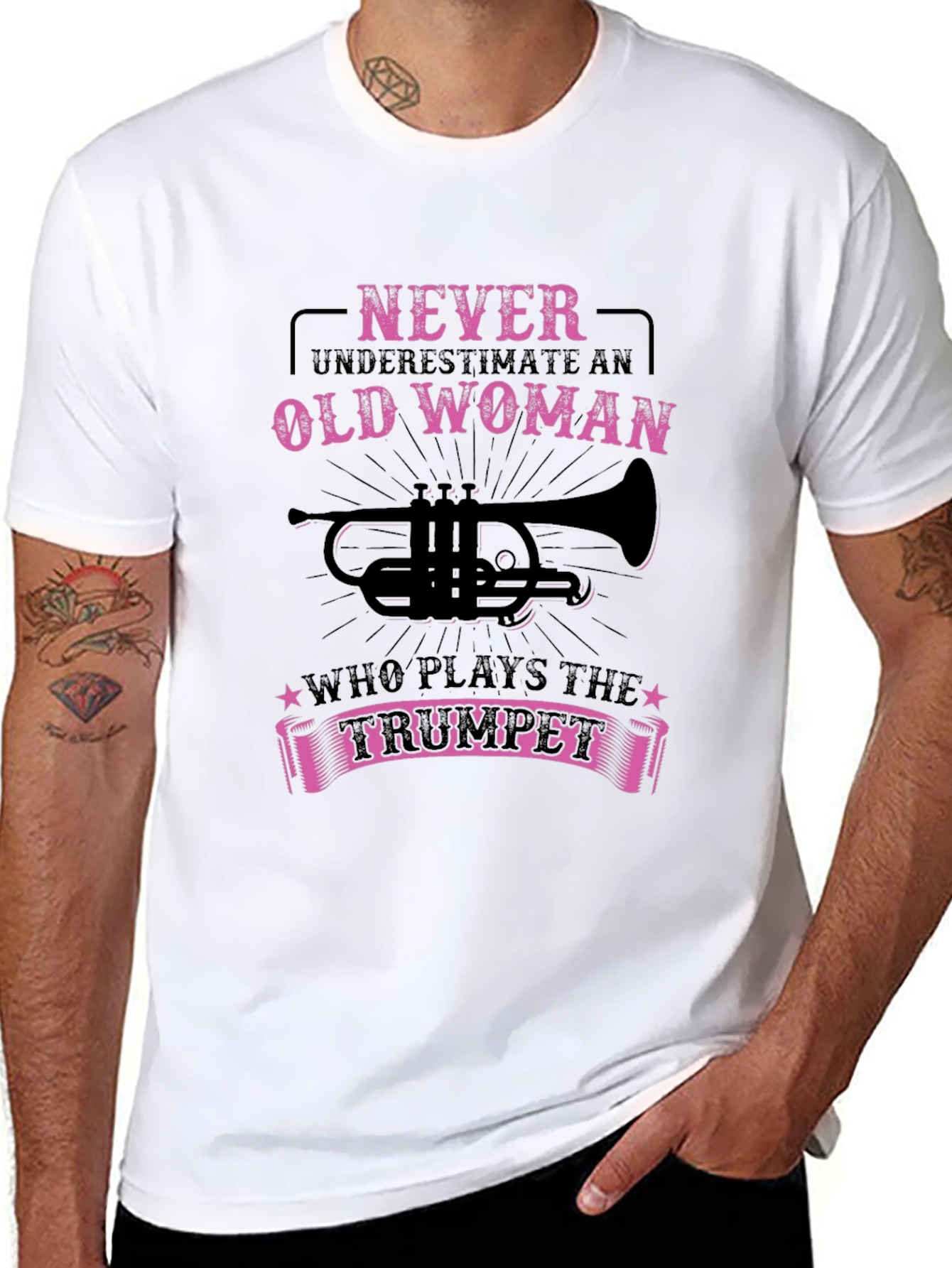 Never Underestimate Old Woman Trumpet T-Shirt