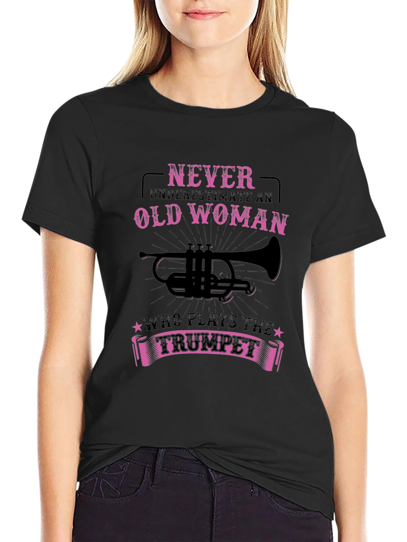 Never Underestimate Old Woman Trumpet T-Shirt