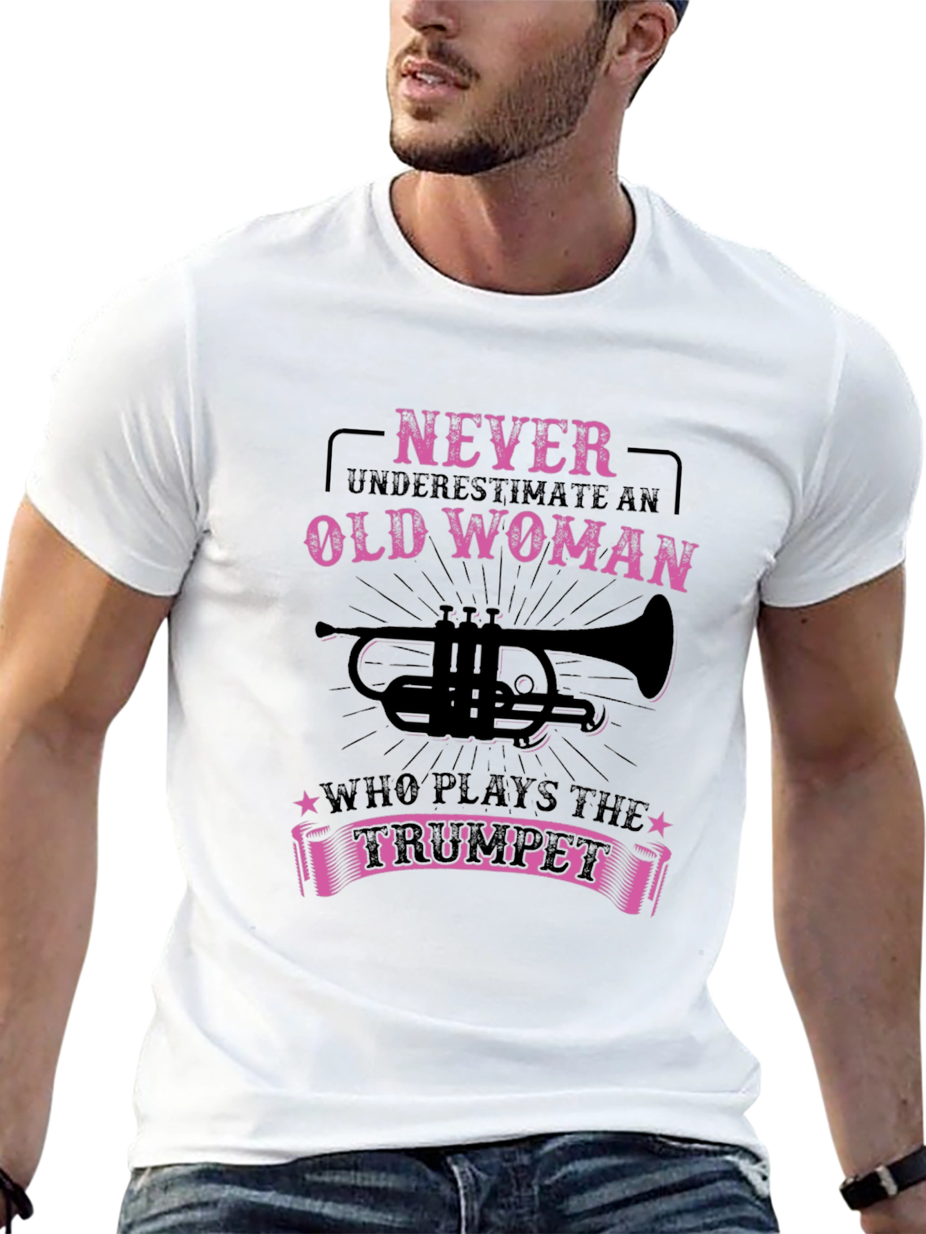 Never Underestimate Old Woman Trumpet T-Shirt