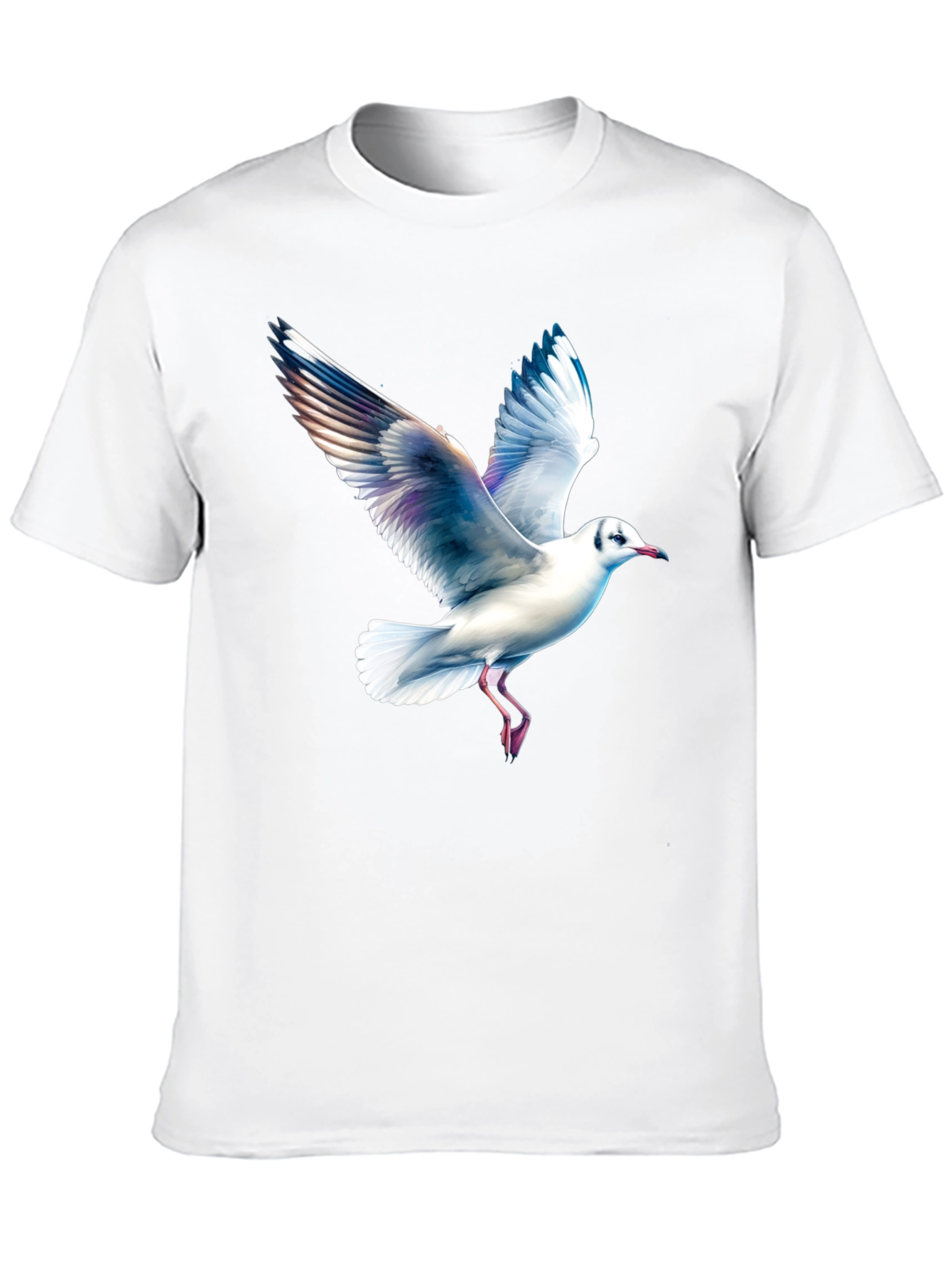 Black T-Shirt with Seagull Print