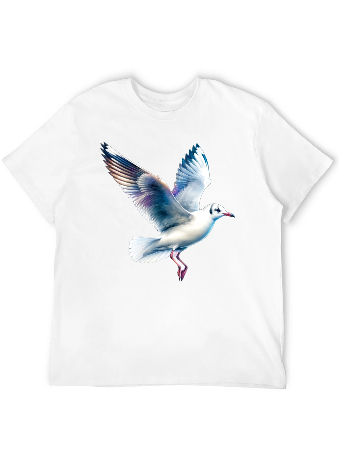 Black T-Shirt with Seagull Print