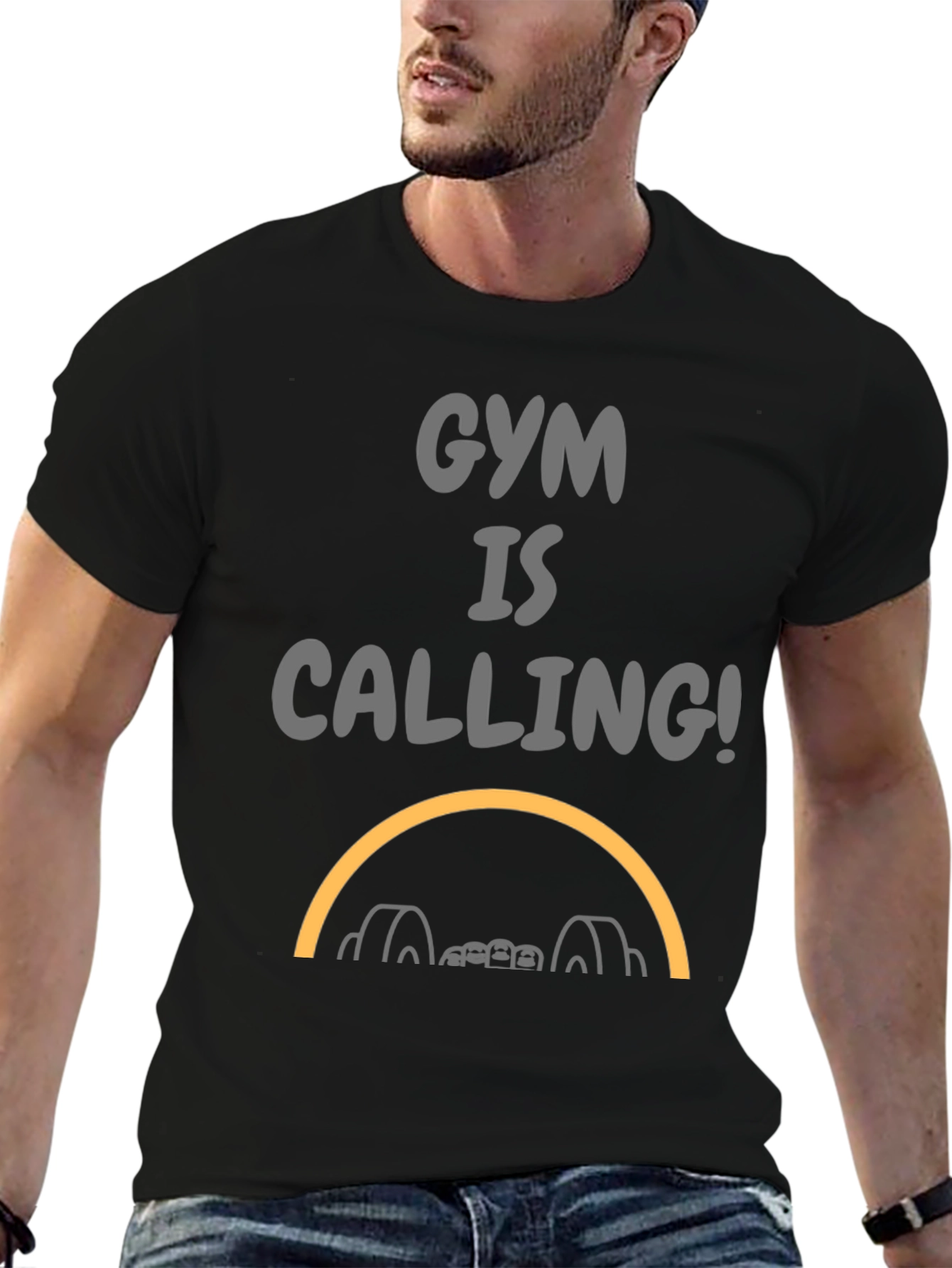 Gym Is Calling Black Graphic Tee
