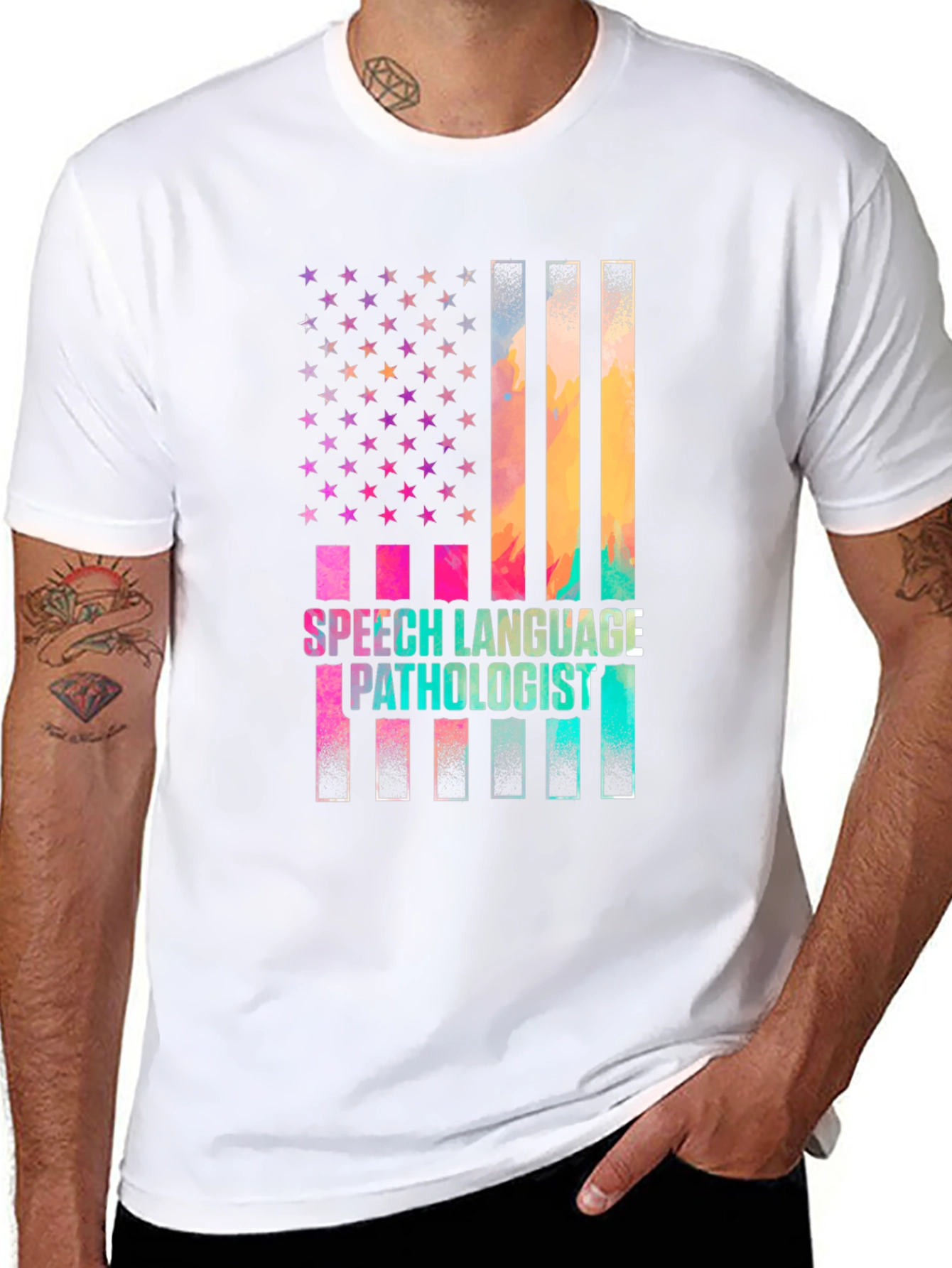 Speech Language Pathologist American Flag T-Shirt