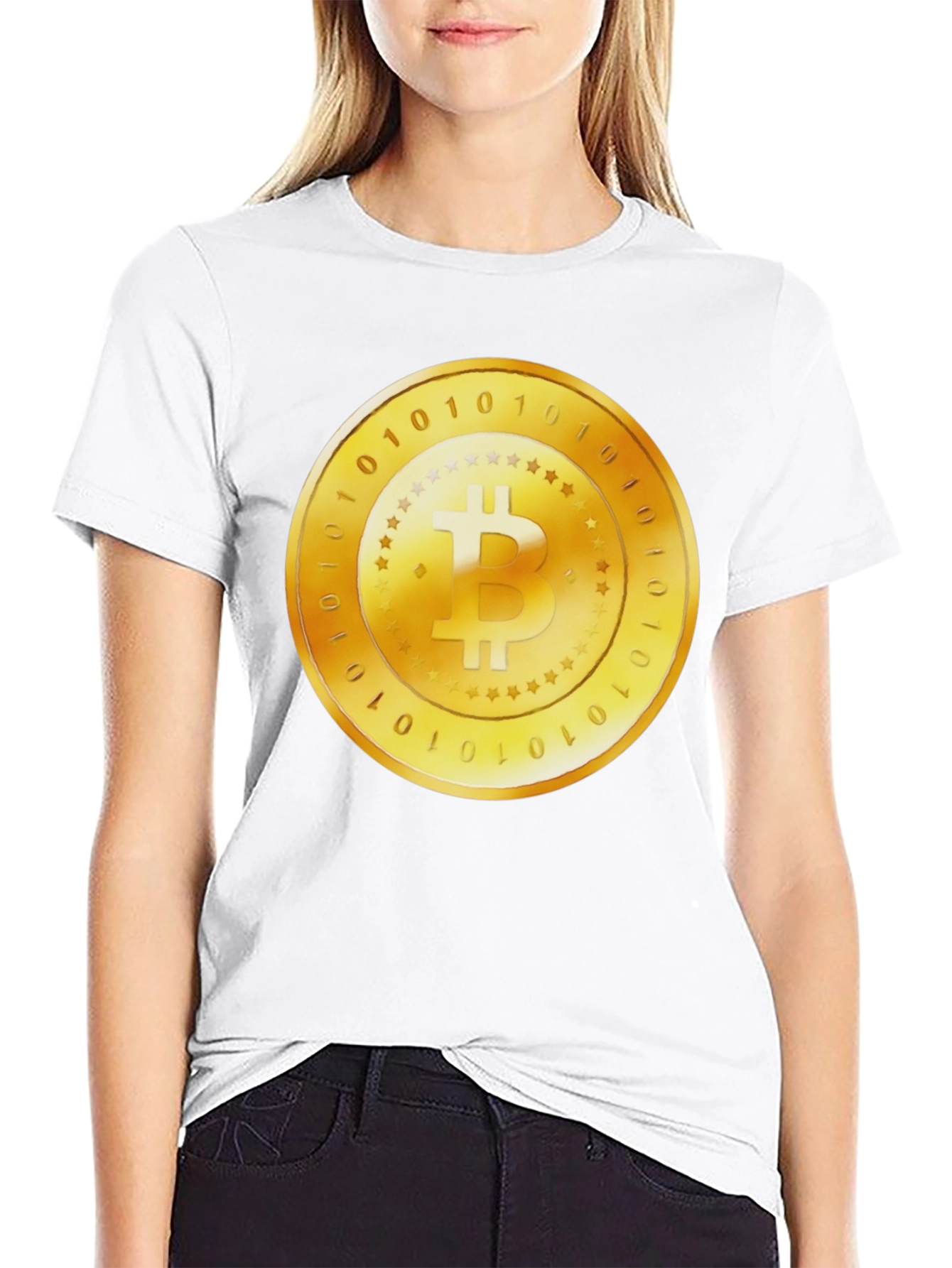 Bitcoin Gold Coin Graphic Black T-Shirt