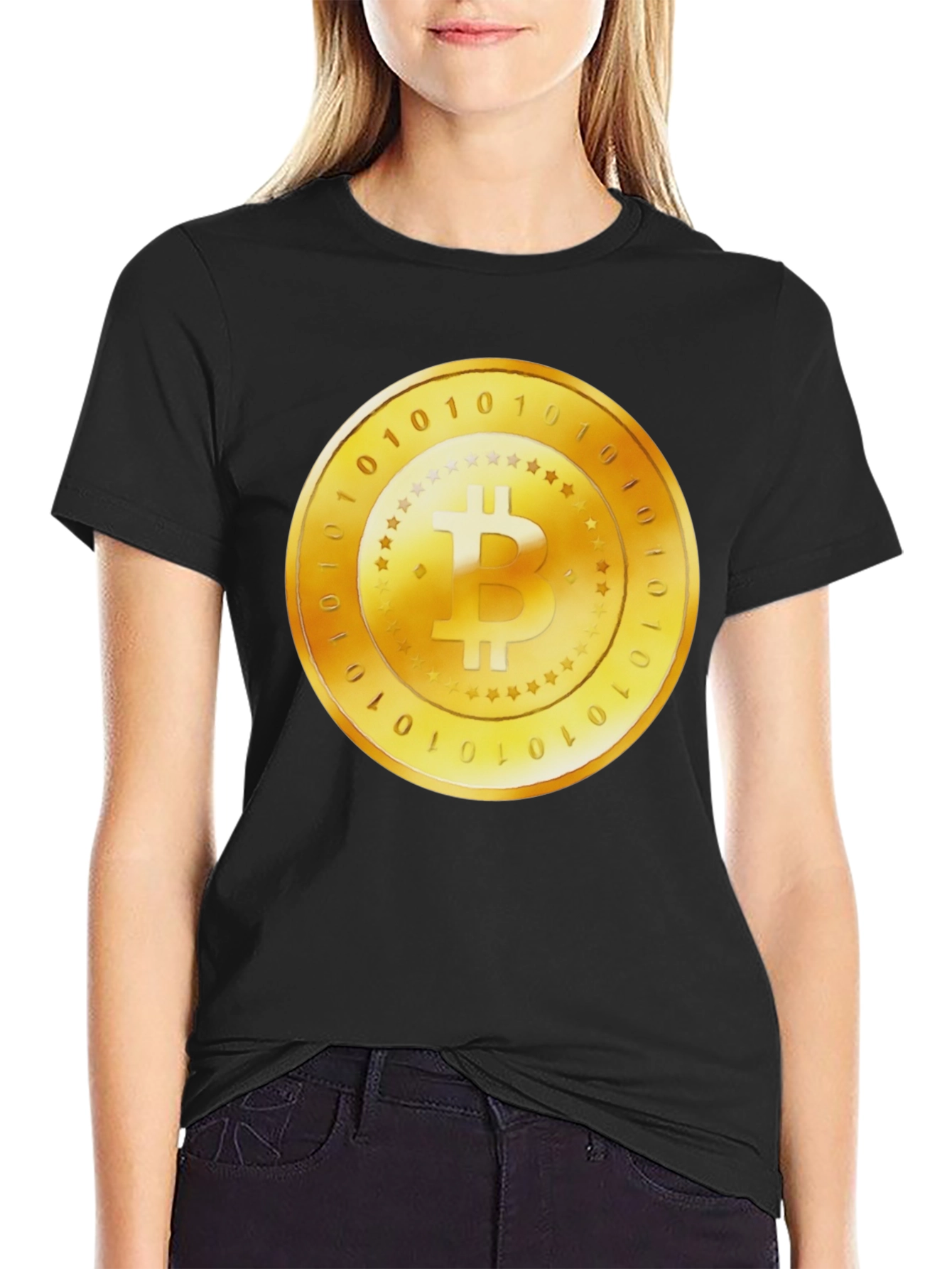 Bitcoin Gold Coin Graphic Black T-Shirt
