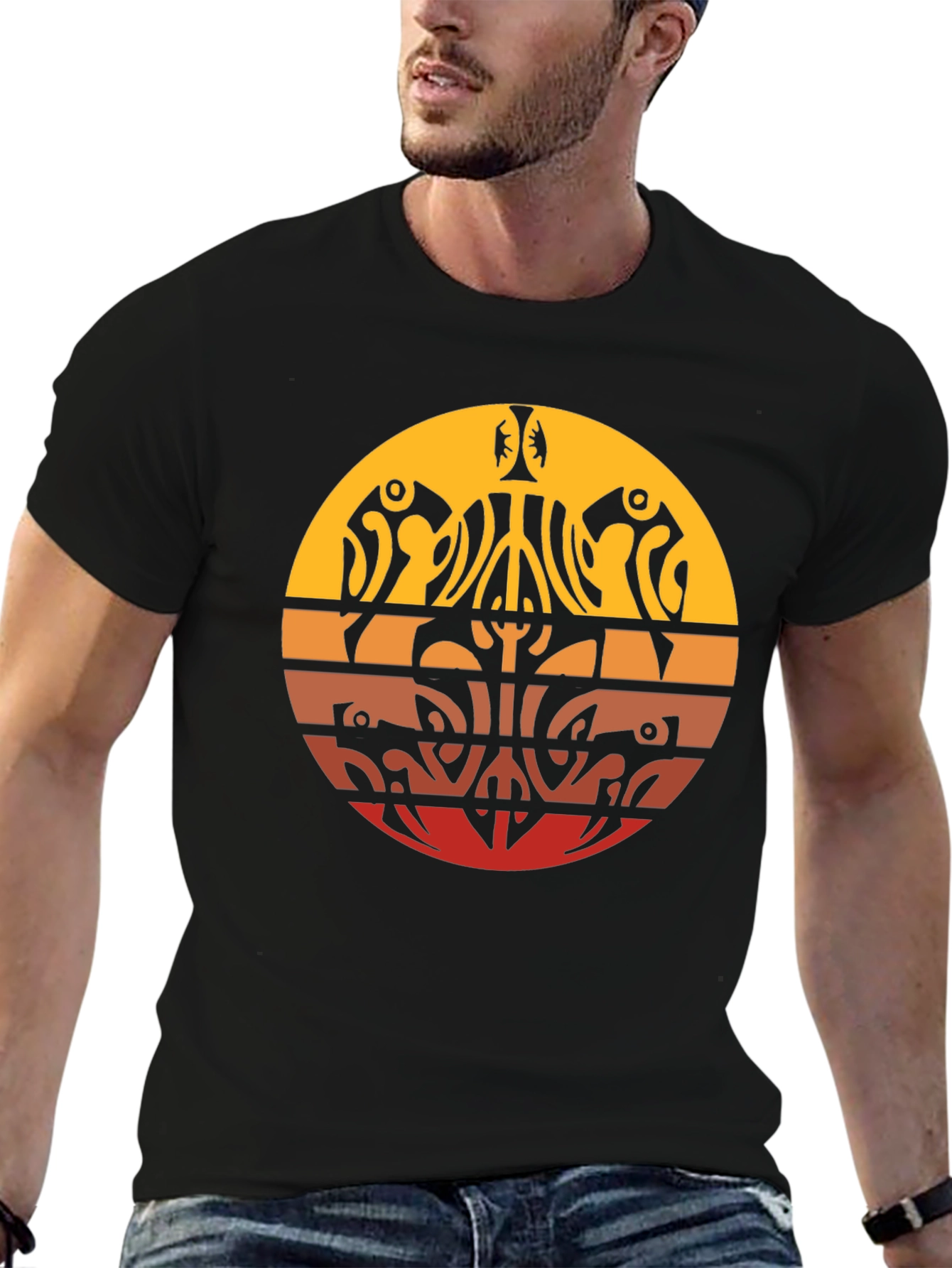 Tribal Sunset Graphic Tee - Casual Comfort