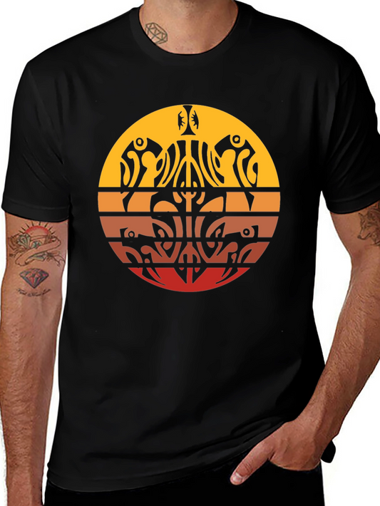 Tribal Sunset Graphic Tee - Casual Comfort