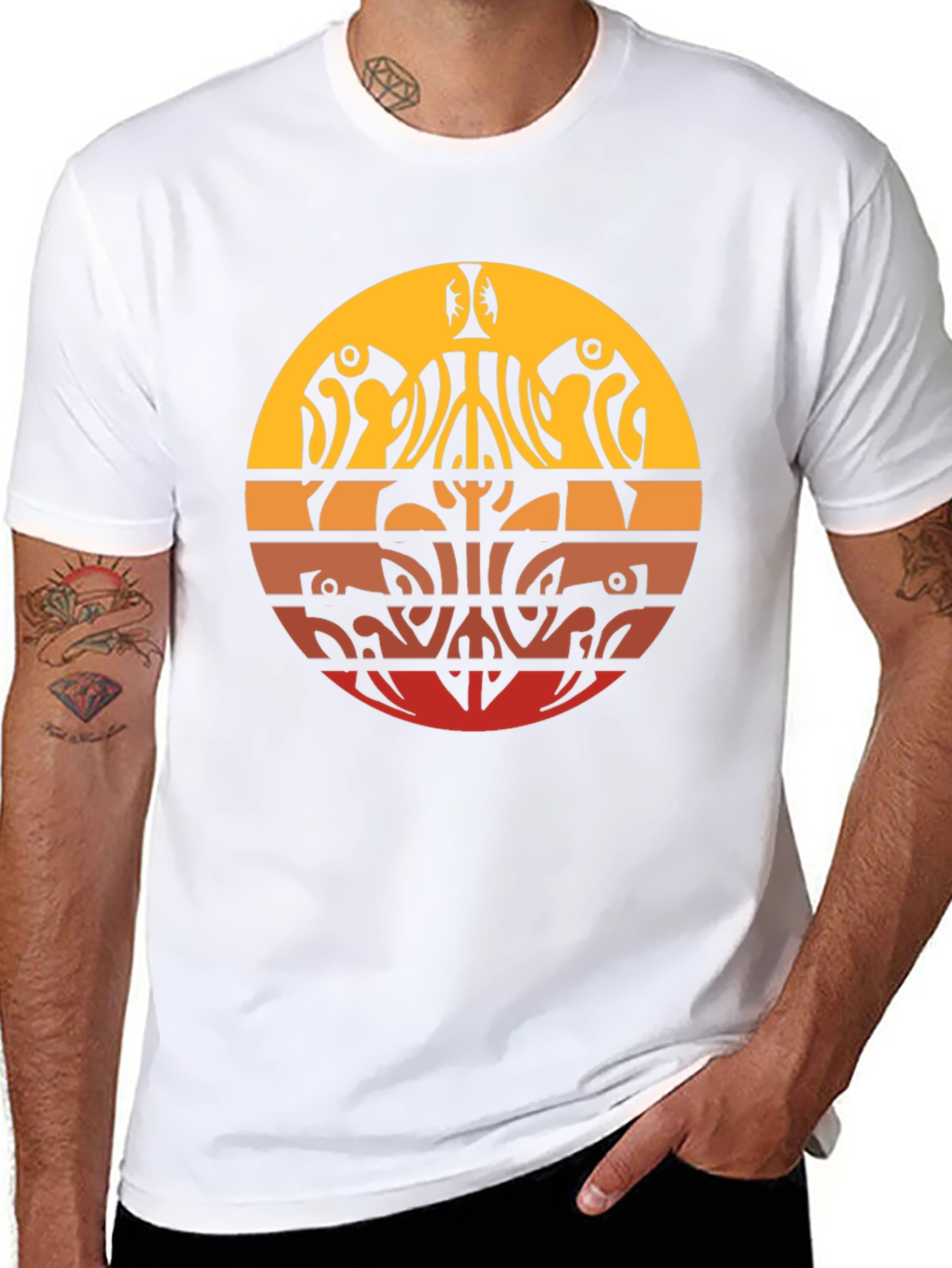 Tribal Sunset Graphic Tee - Casual Comfort