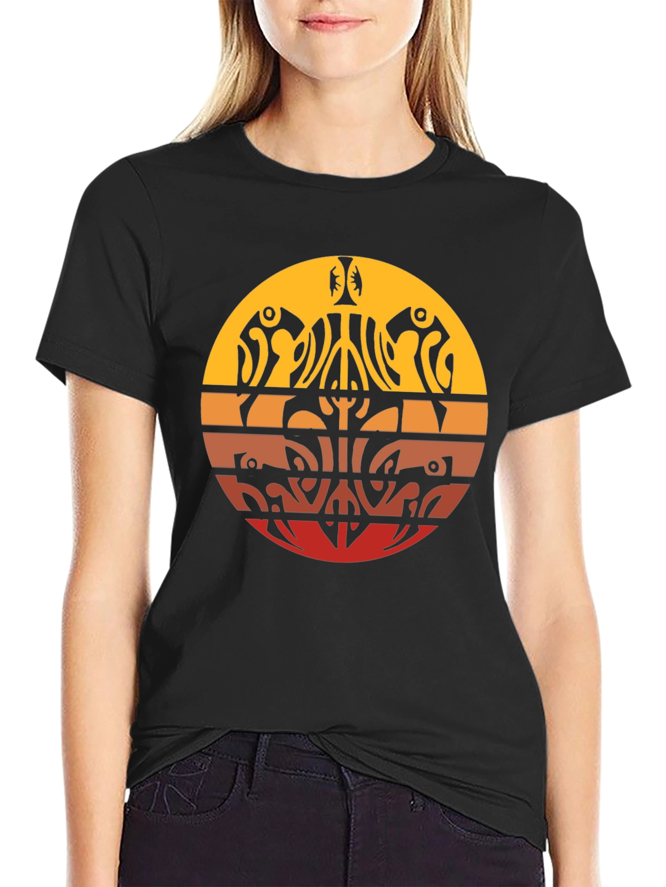 Tribal Sunset Graphic Tee - Casual Comfort