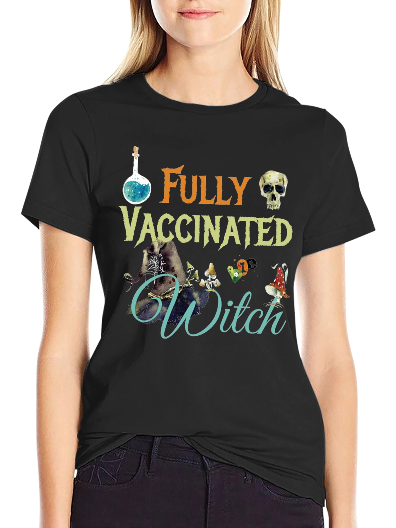 Fully Vaccinated Witch T-Shirt Halloween Tee