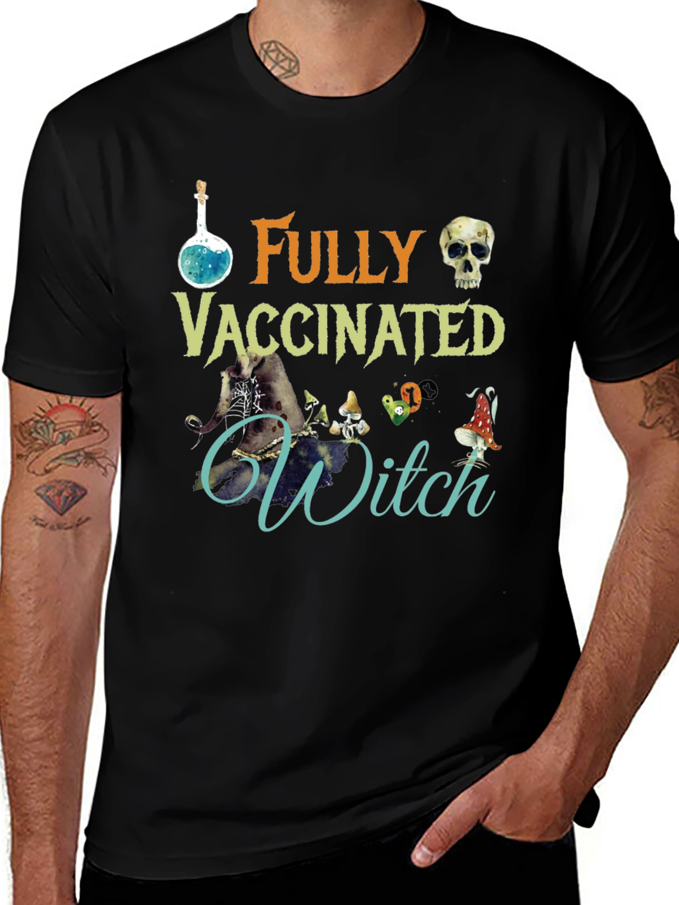 Fully Vaccinated Witch T-Shirt Halloween Tee