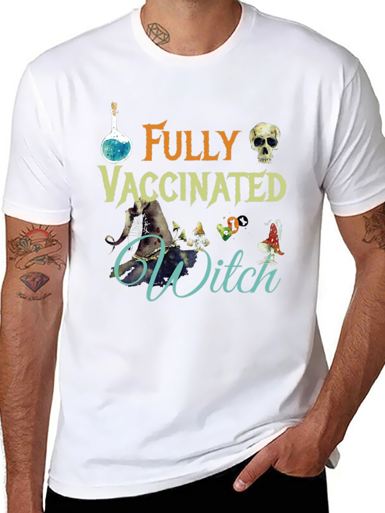 Fully Vaccinated Witch T-Shirt Halloween Tee