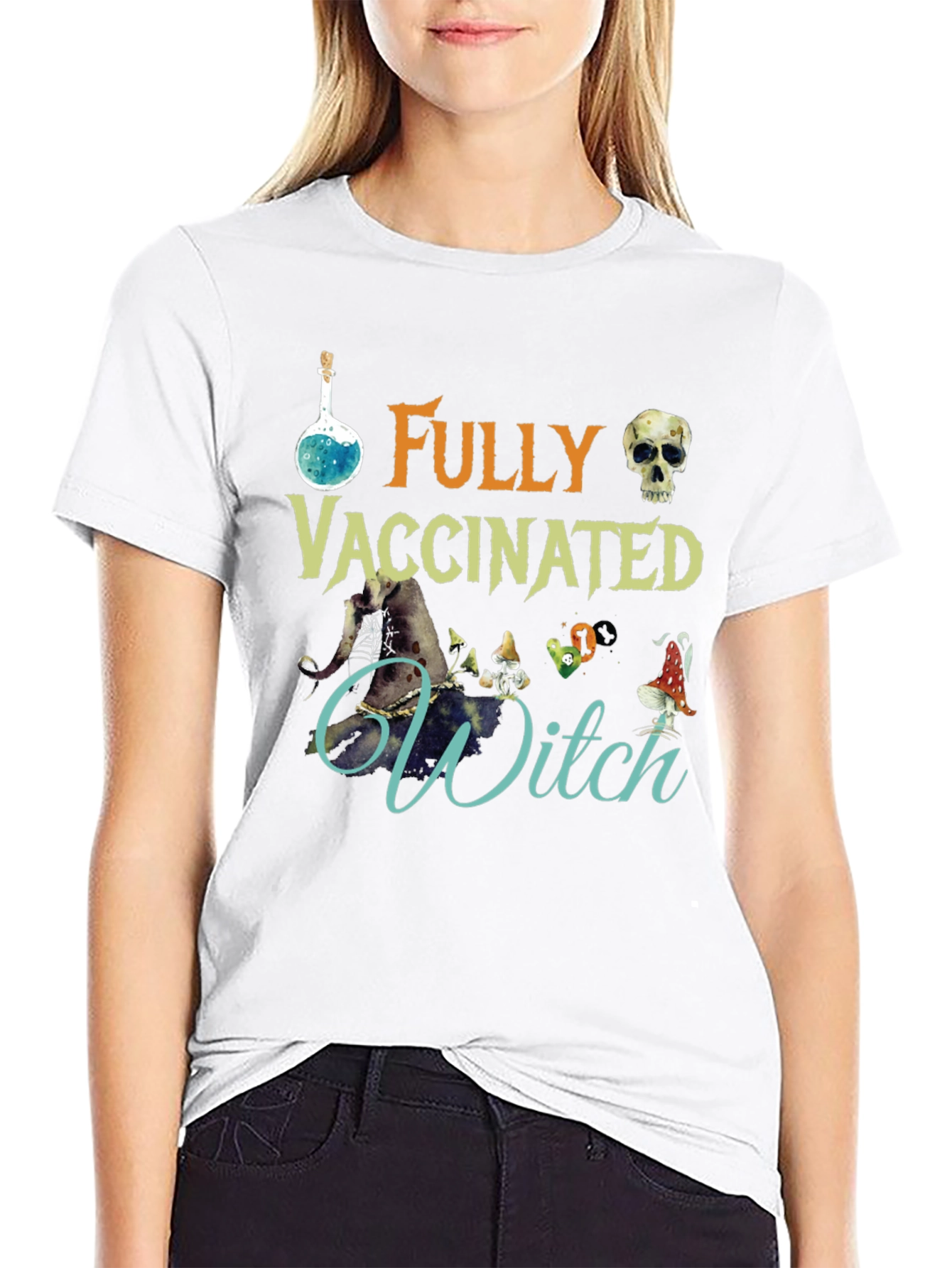 Fully Vaccinated Witch T-Shirt Halloween Tee