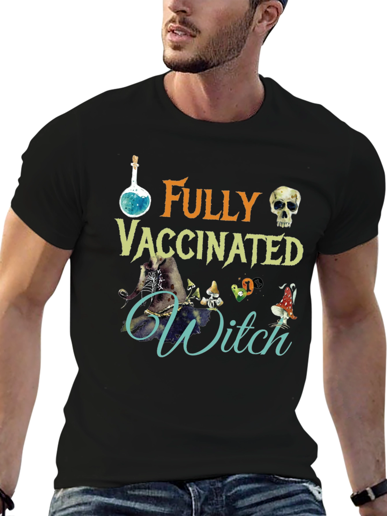 Fully Vaccinated Witch T-Shirt Halloween Tee