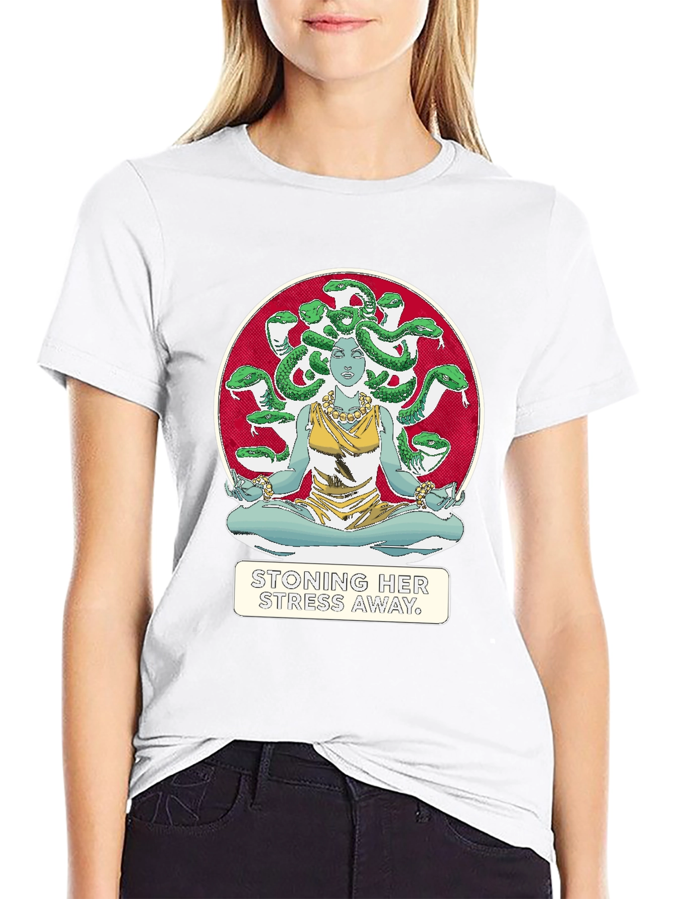 Medusa Stoning Her Stress Away Graphic T-Shirt