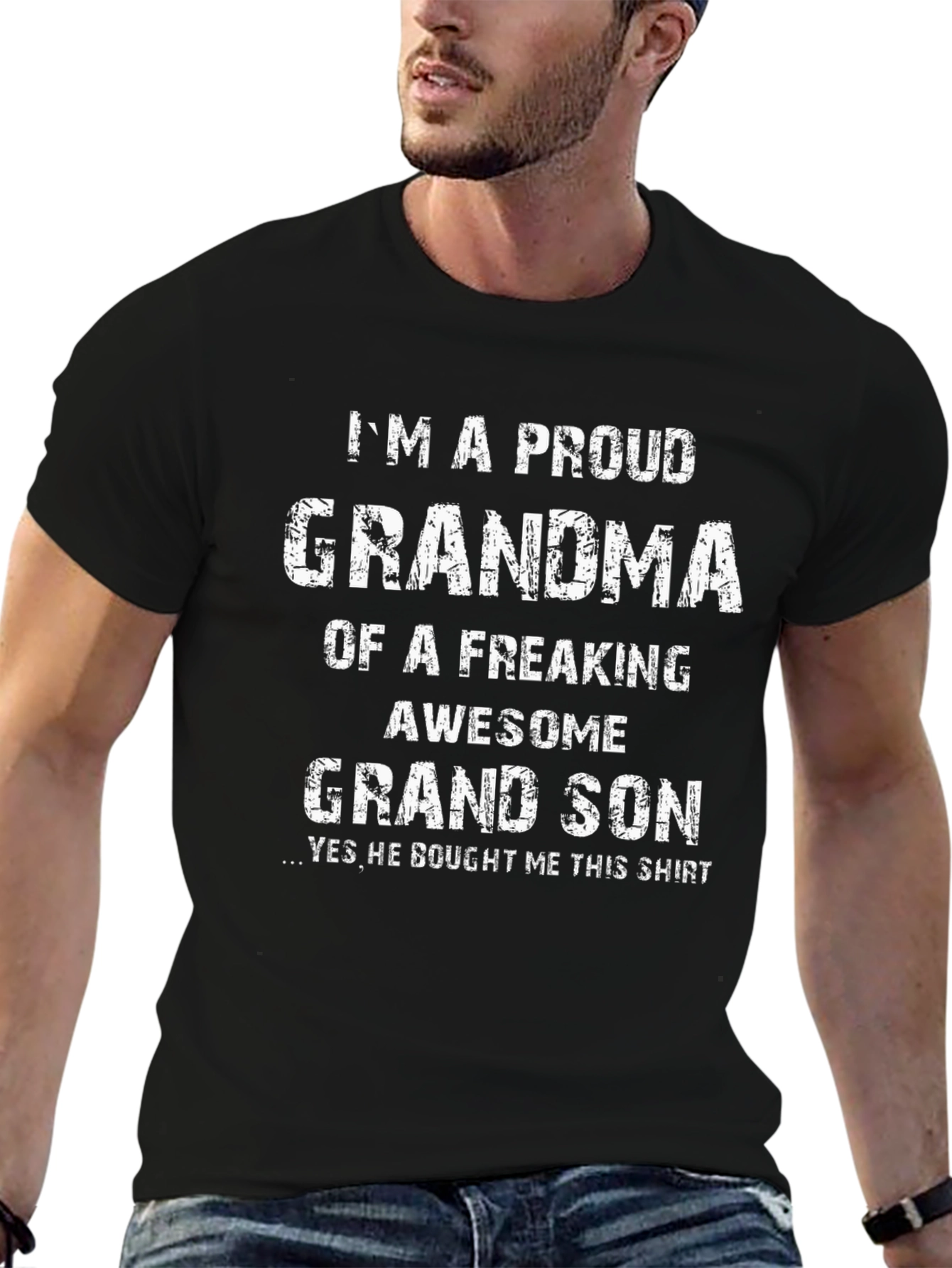 Proud Grandma Graphic T-Shirt - Freaking Awesome Grandson
