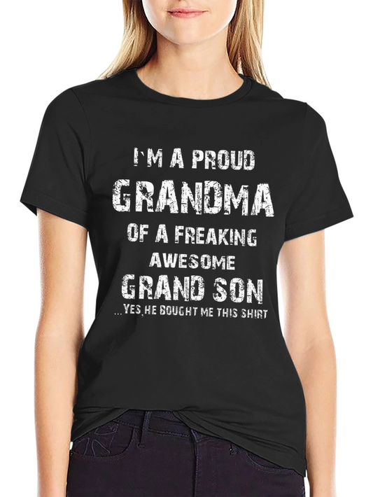 Proud Grandma Graphic T-Shirt - Freaking Awesome Grandson