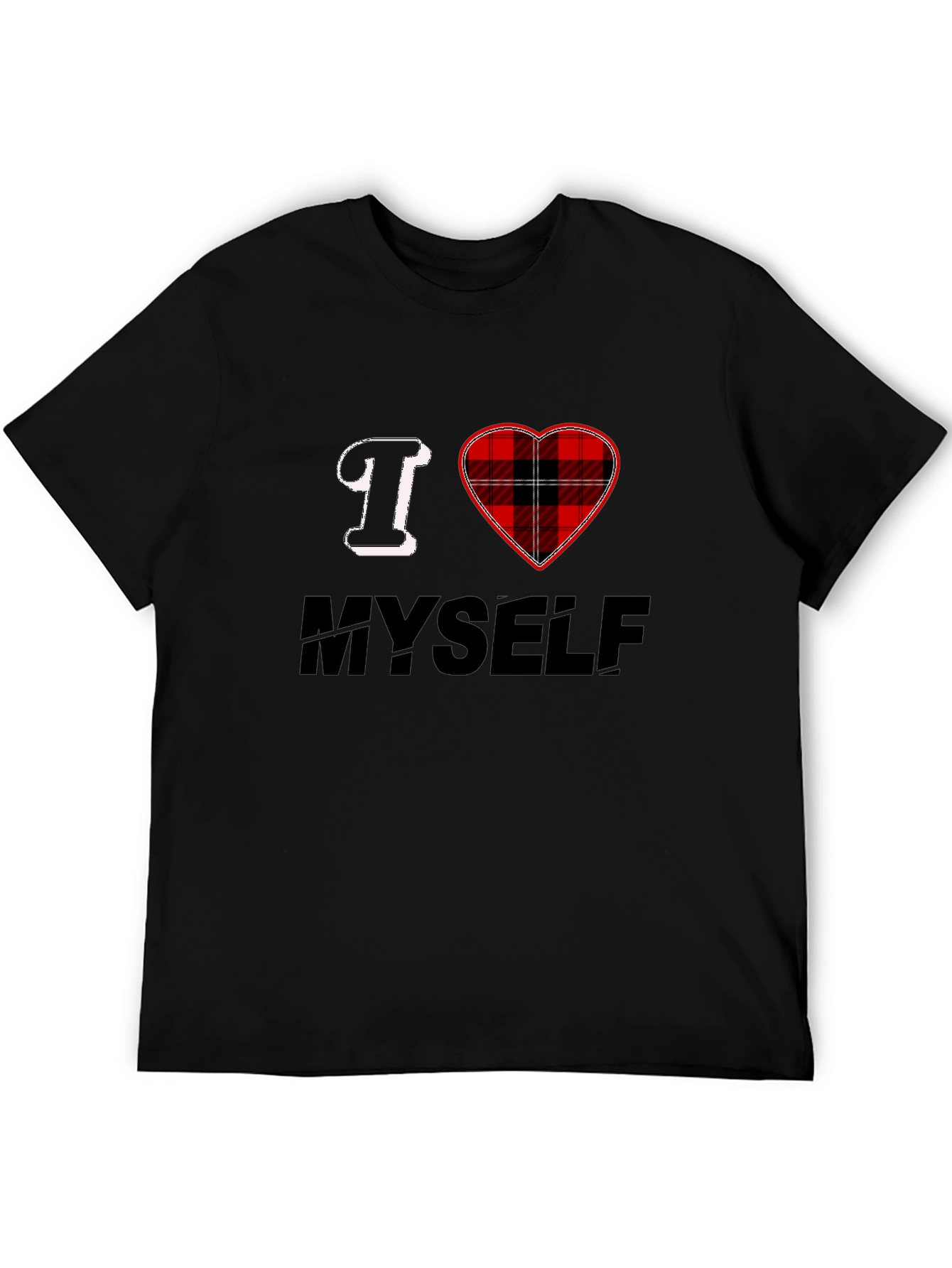 I Love Myself Plaid Heart Graphic Tee