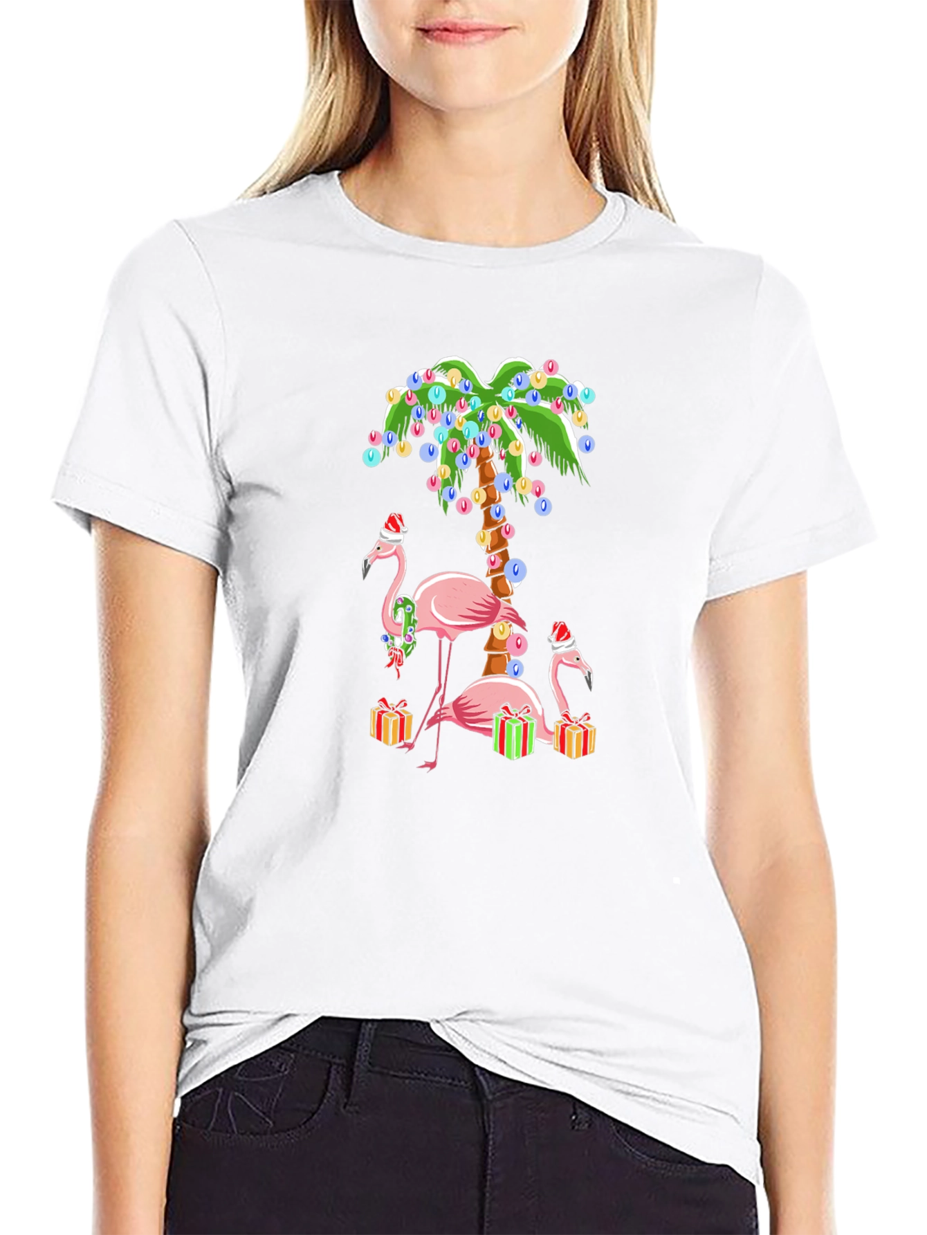 Festive Flamingo Christmas T-Shirt