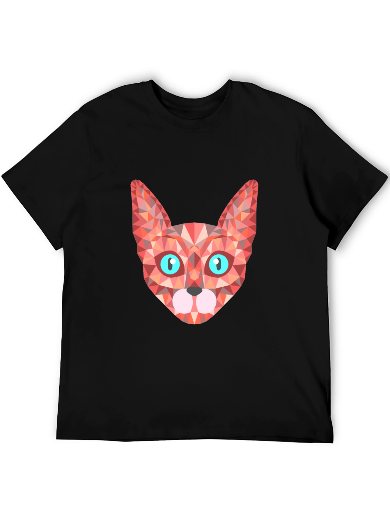 Geometric Cat Tee - Stylish Graphic Print T-Shirt