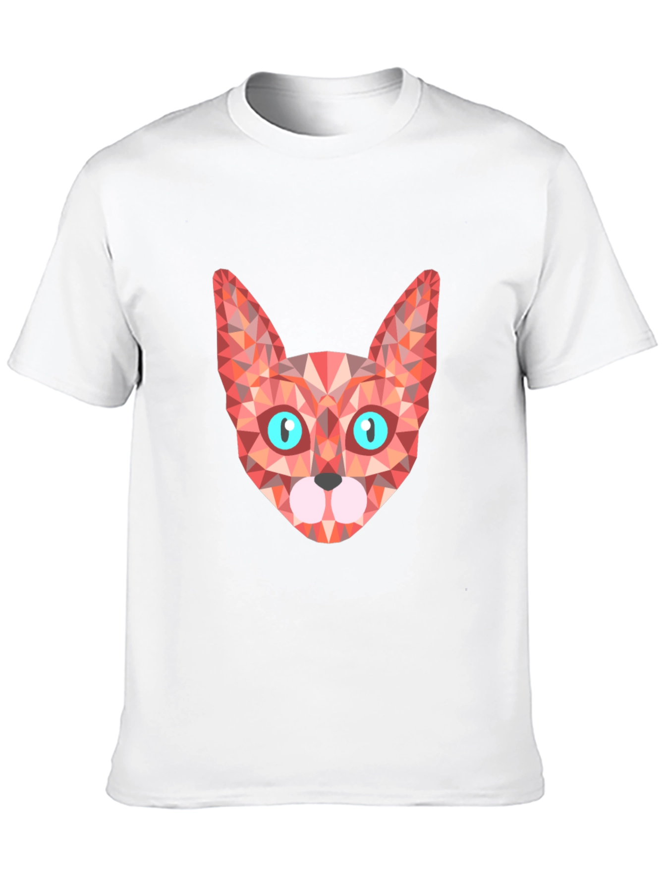 Geometric Cat Tee - Stylish Graphic Print T-Shirt