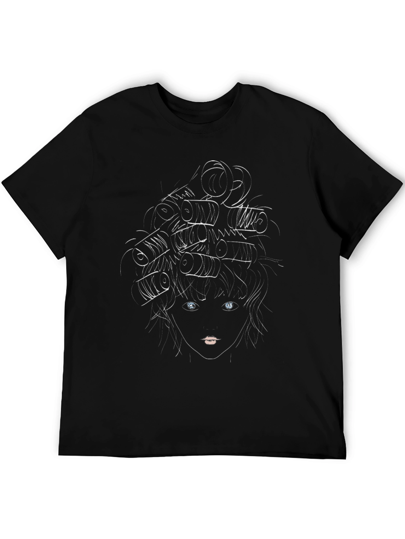 Stylized Medusa Graphic Black T-Shirt