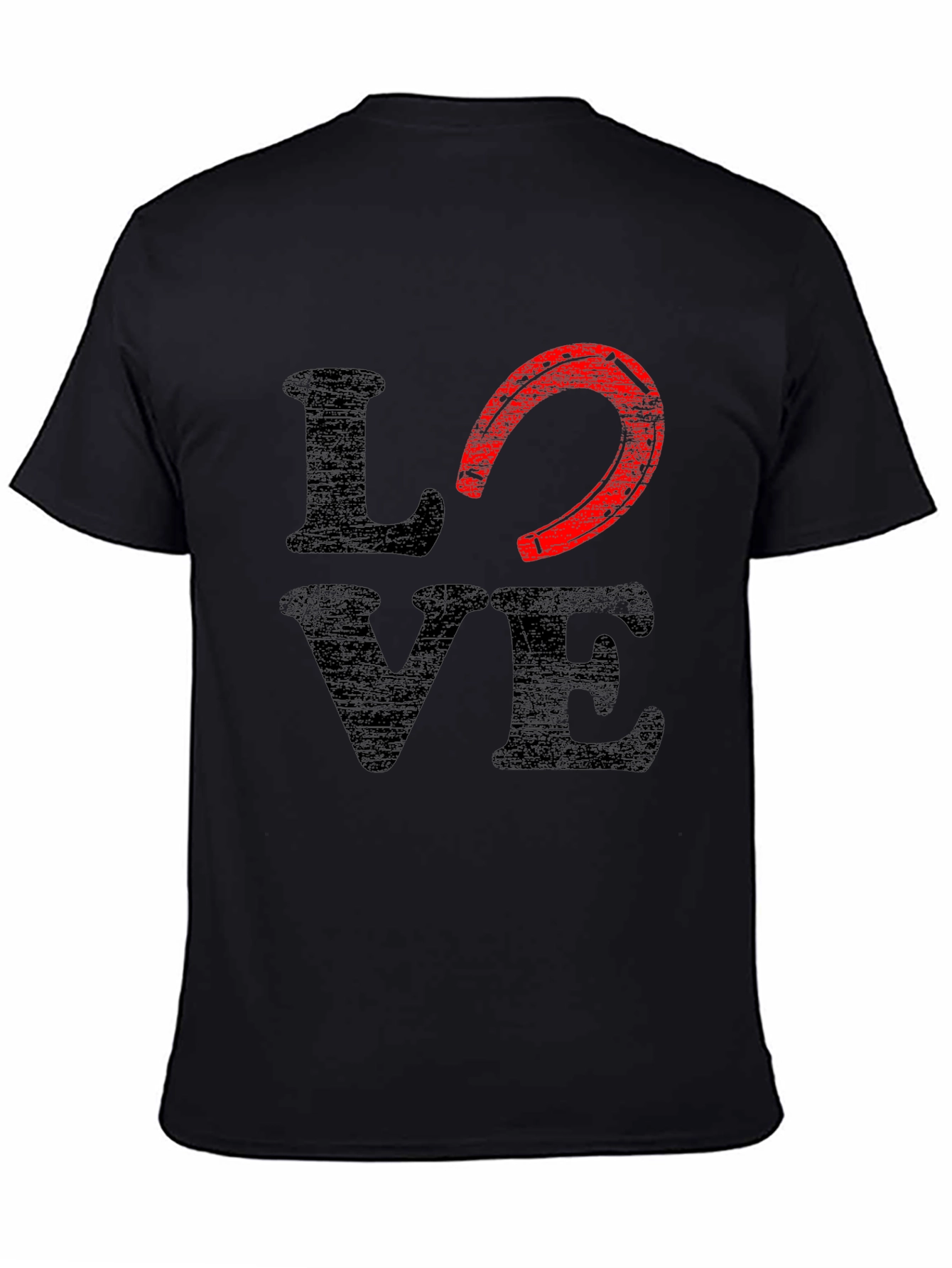 Love Horseshoe Graphic Tee - Black Cotton Blend