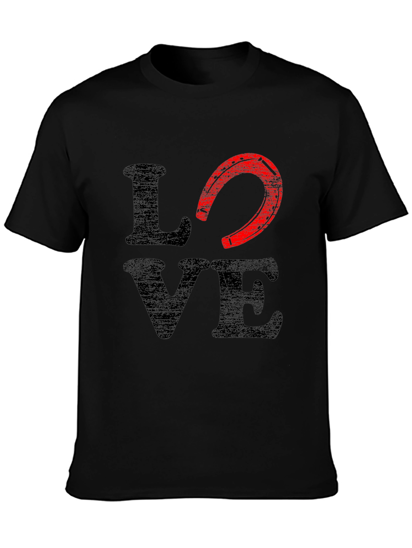 Love Horseshoe Graphic Tee - Black Cotton Blend
