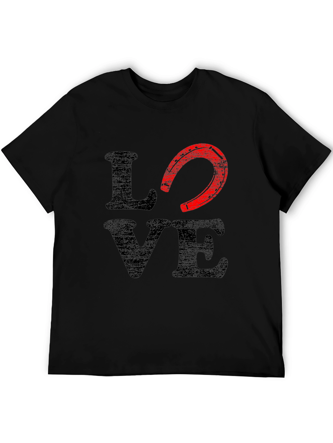 Love Horseshoe Graphic Tee - Black Cotton Blend