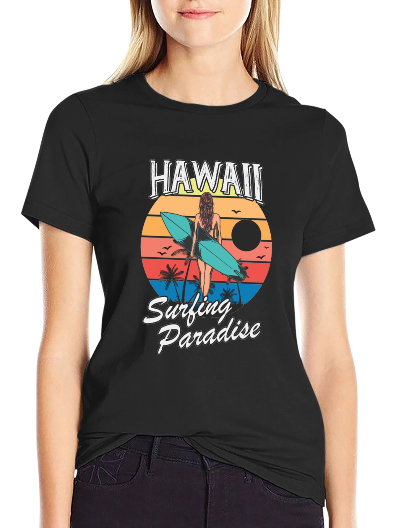 Hawaii Surfing Paradise Graphic T-Shirt
