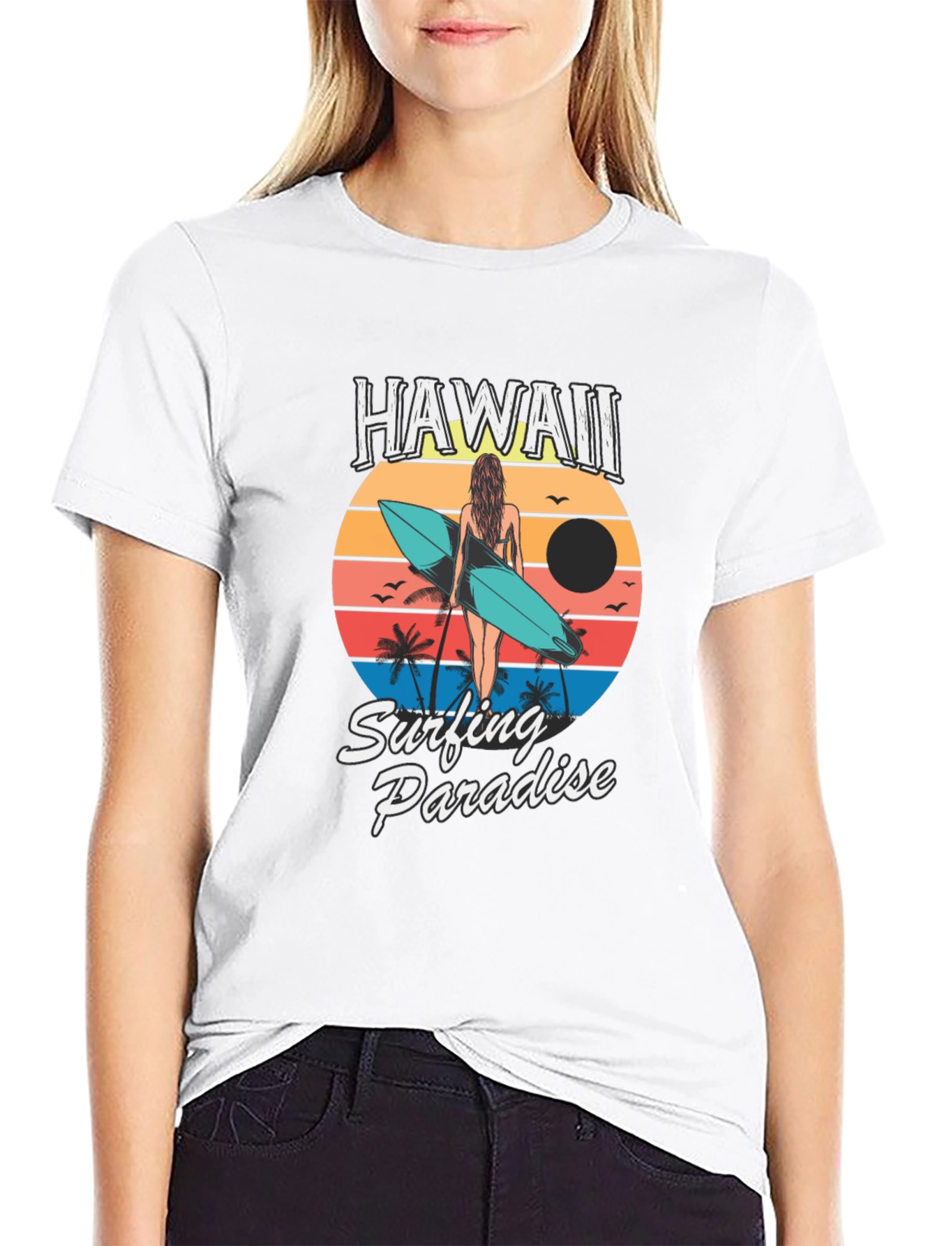 Hawaii Surfing Paradise Graphic T-Shirt