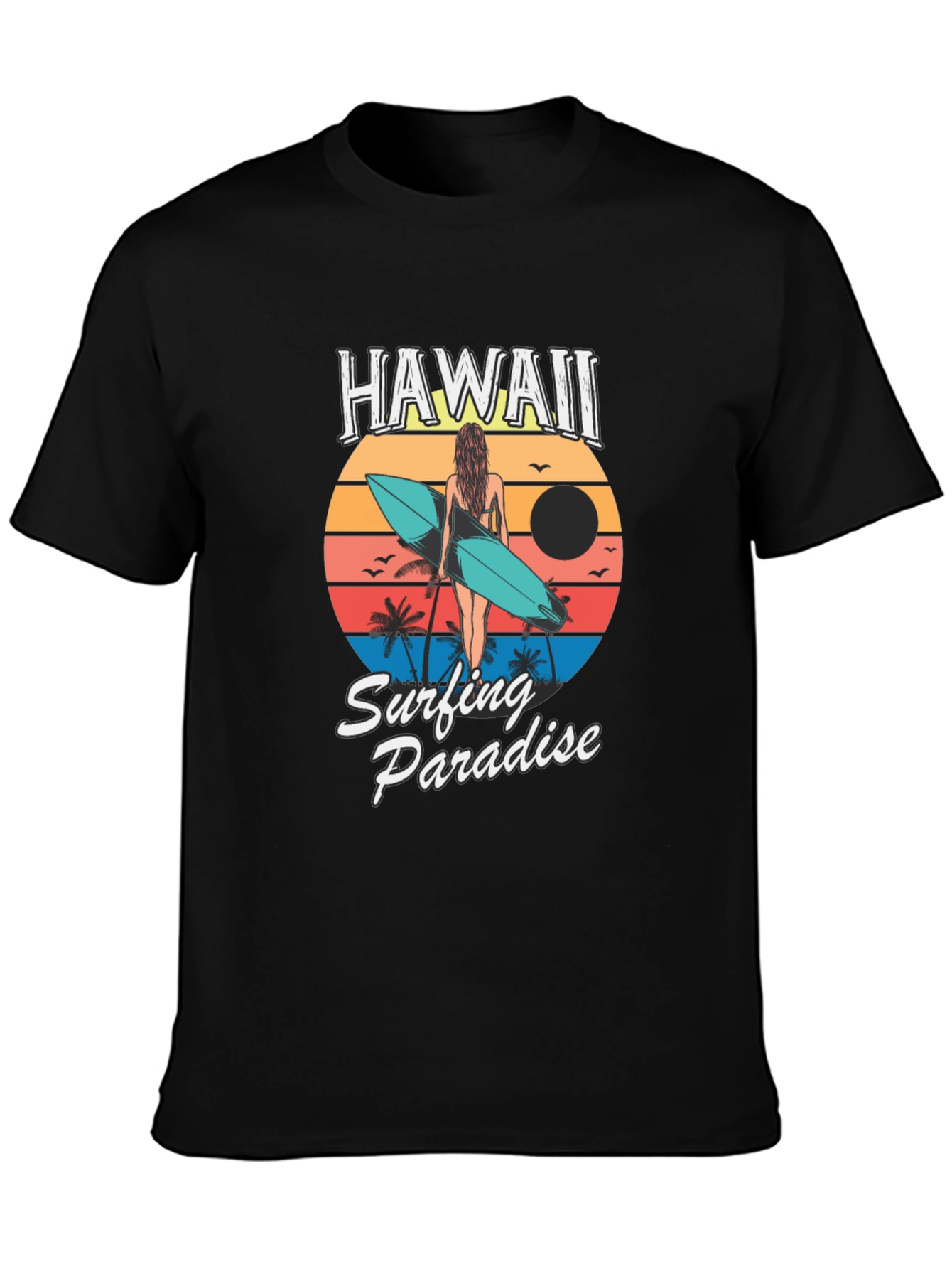 Hawaii Surfing Paradise Graphic T-Shirt