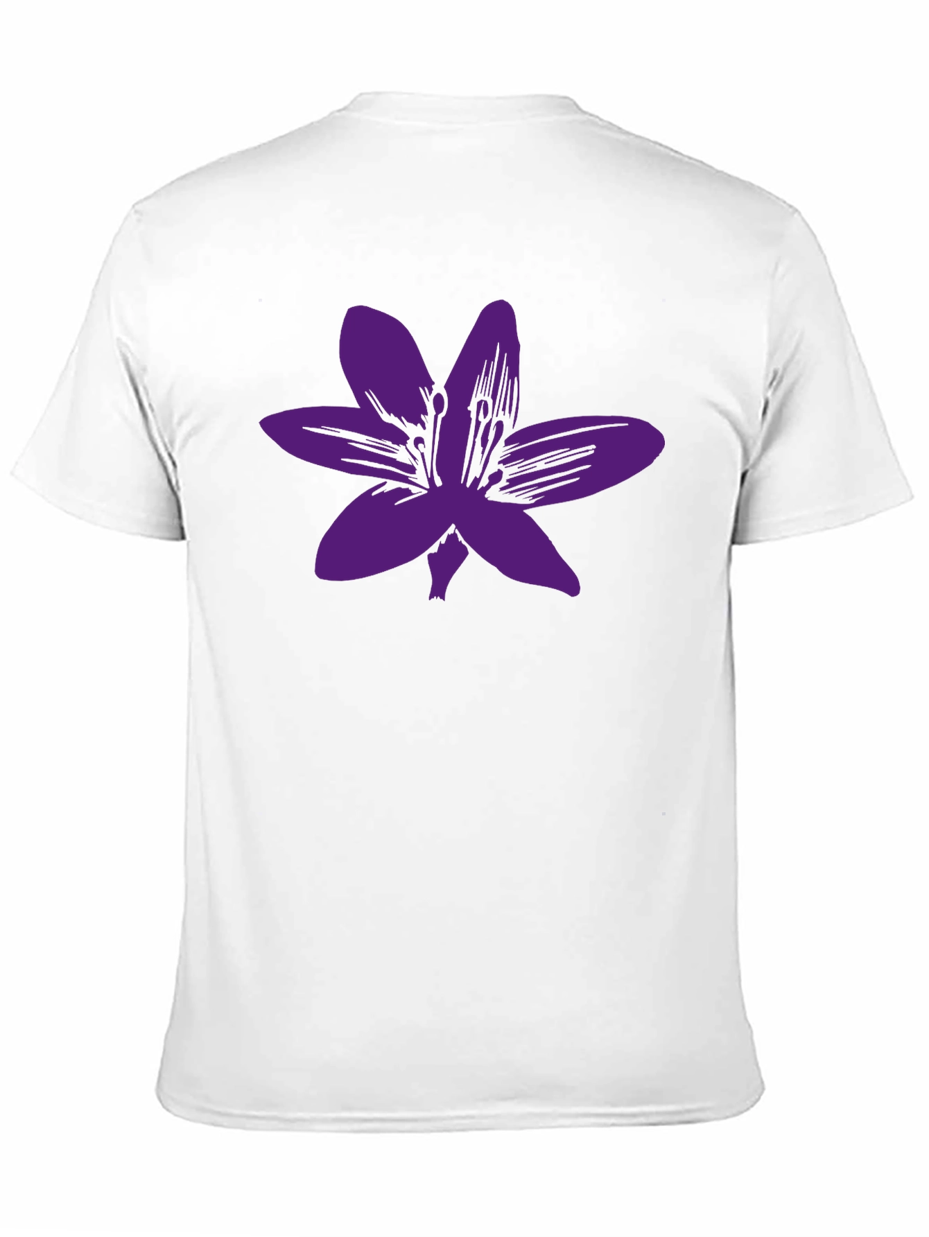 Black T-Shirt with Purple Flower Graphic