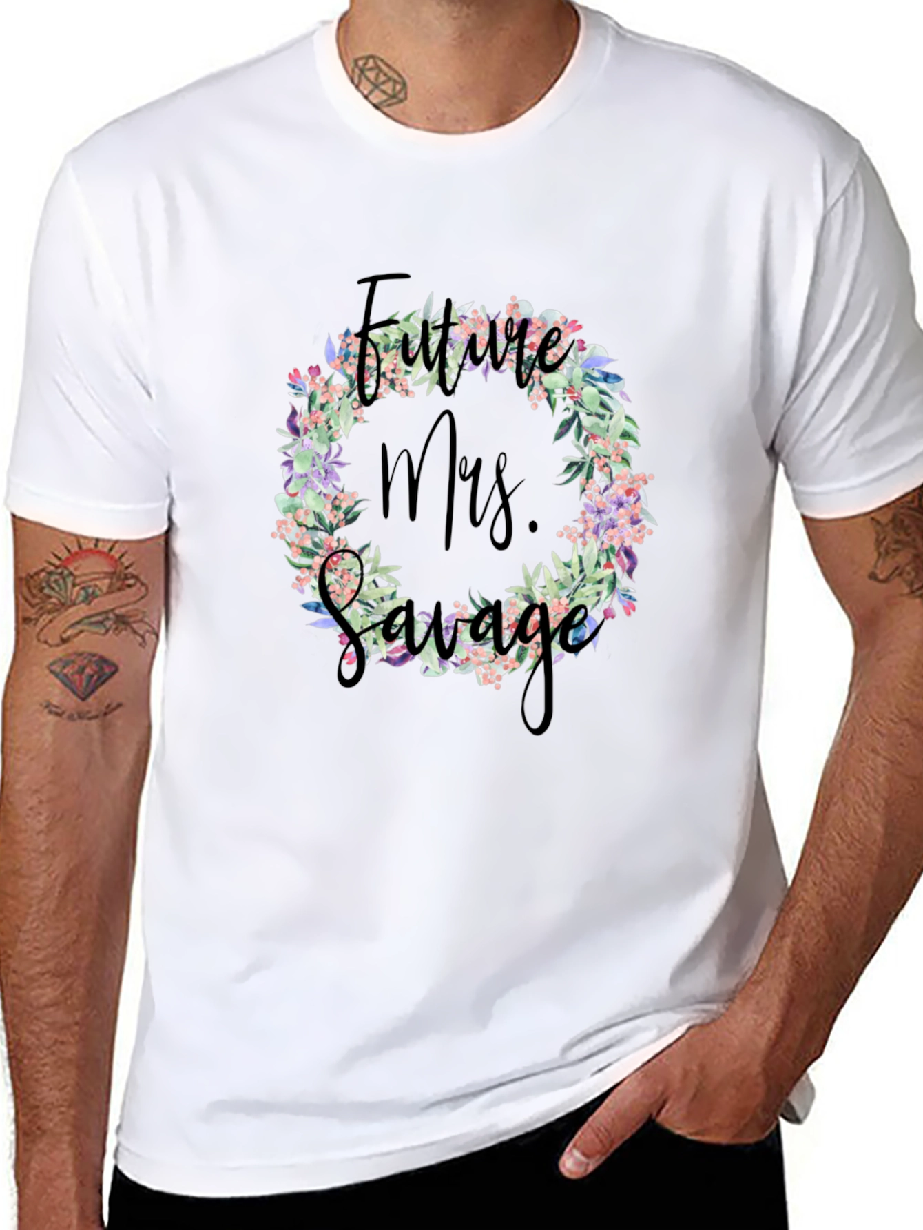 Future Mrs. Savage T-Shirt Floral Wreath Design