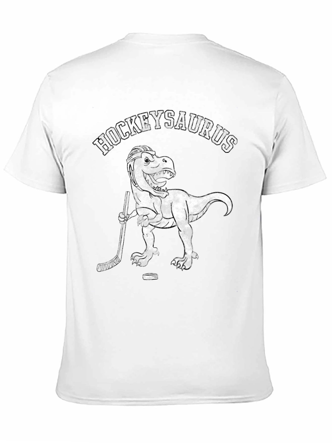 Hockeysaurus T-Rex Hockey Player Black T-Shirt