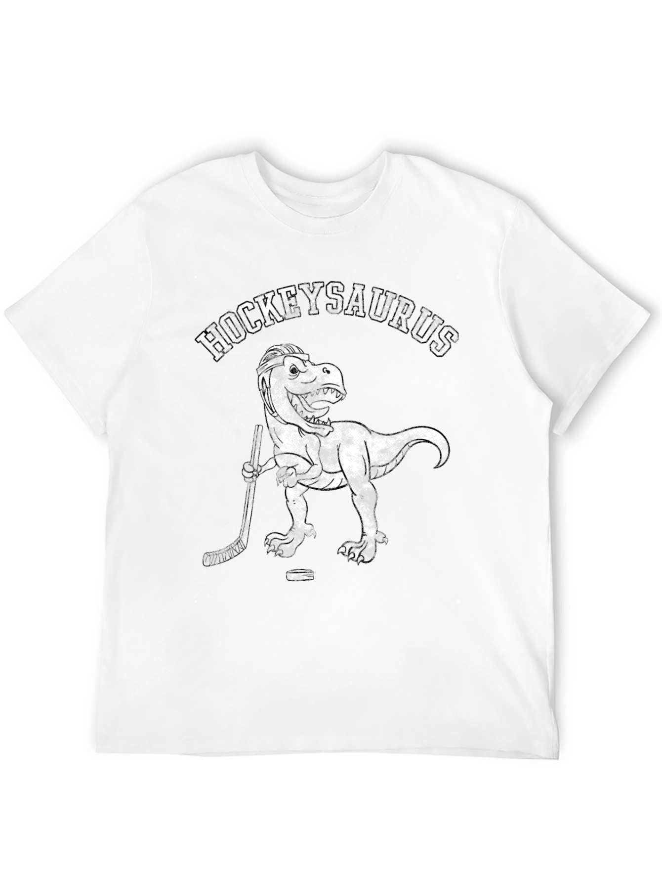 Hockeysaurus T-Rex Hockey Player Black T-Shirt
