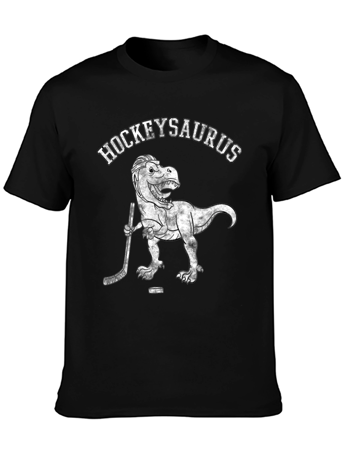 Hockeysaurus T-Rex Hockey Player Black T-Shirt