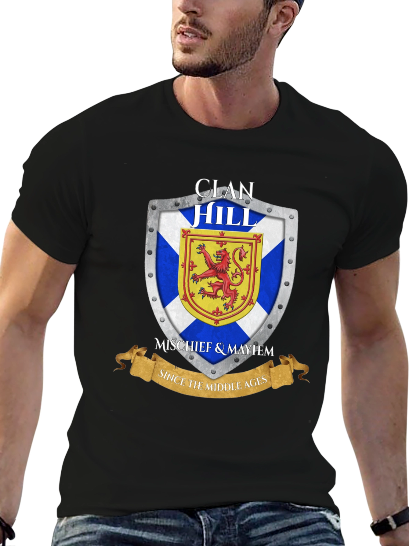 Clan Hill Scottish Shield T-Shirt - Mischief & Mayhem