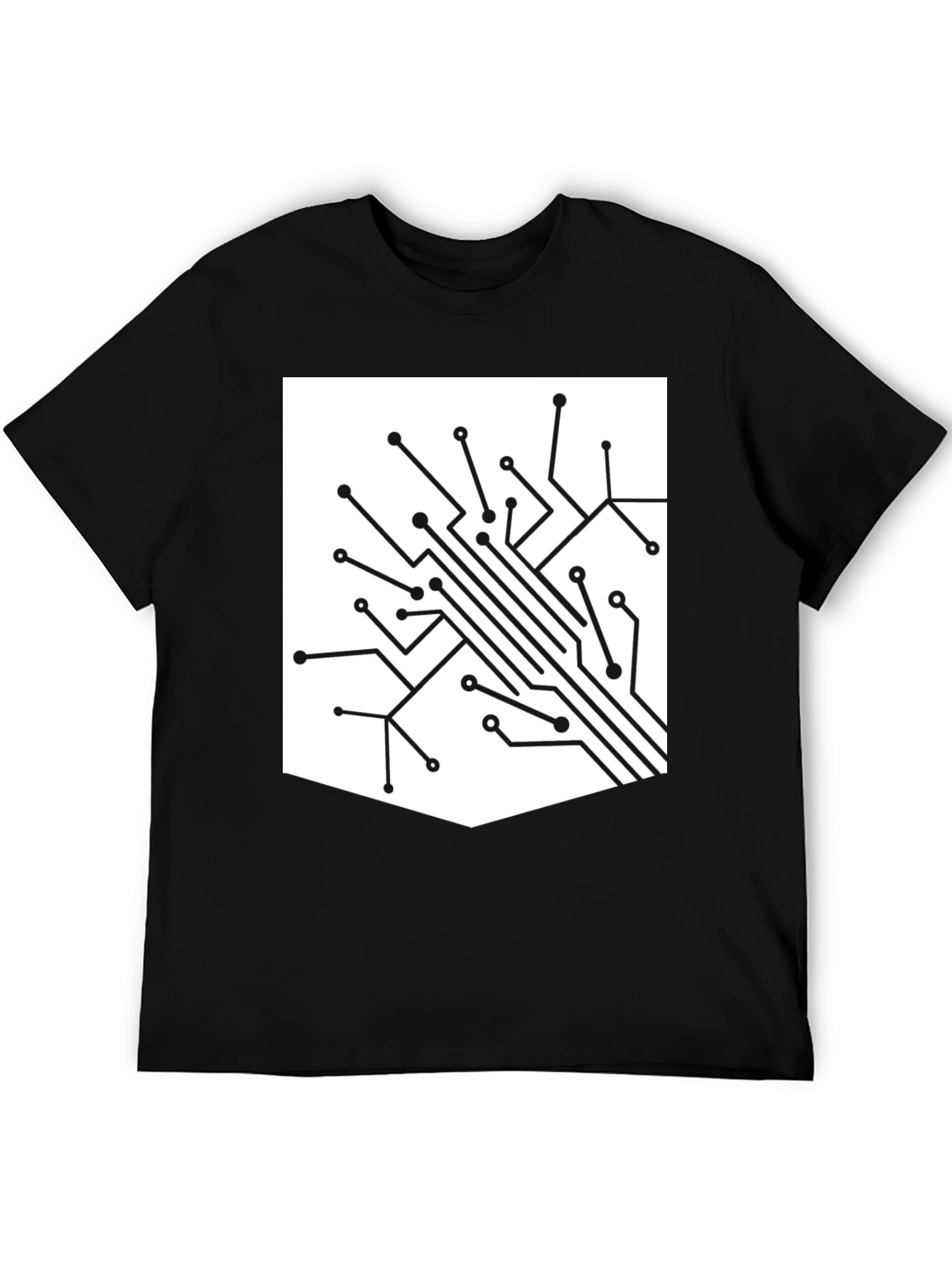 Tech Circuit Board Graphic Tee - Black Casual T-Shirt