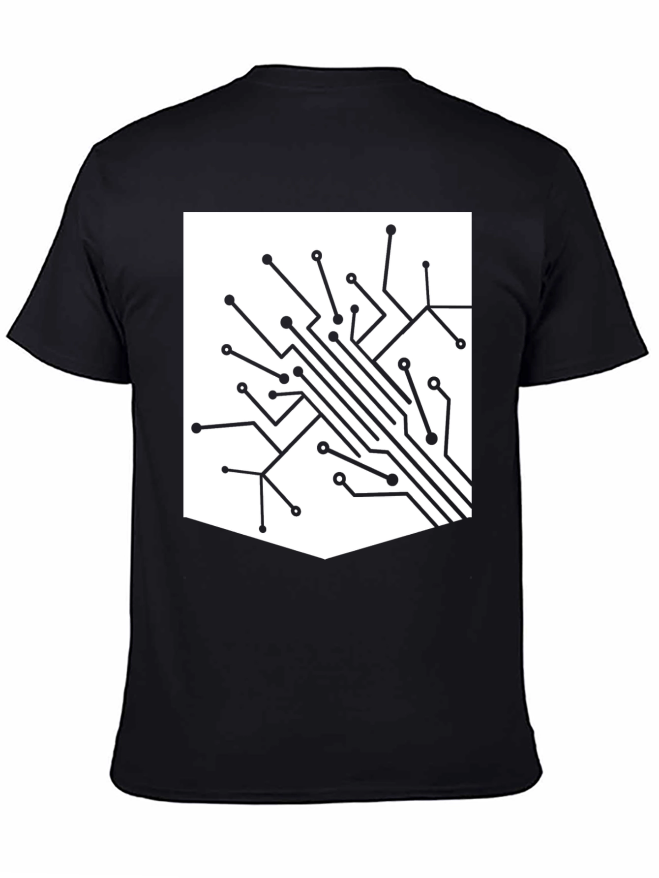 Tech Circuit Board Graphic Tee - Black Casual T-Shirt