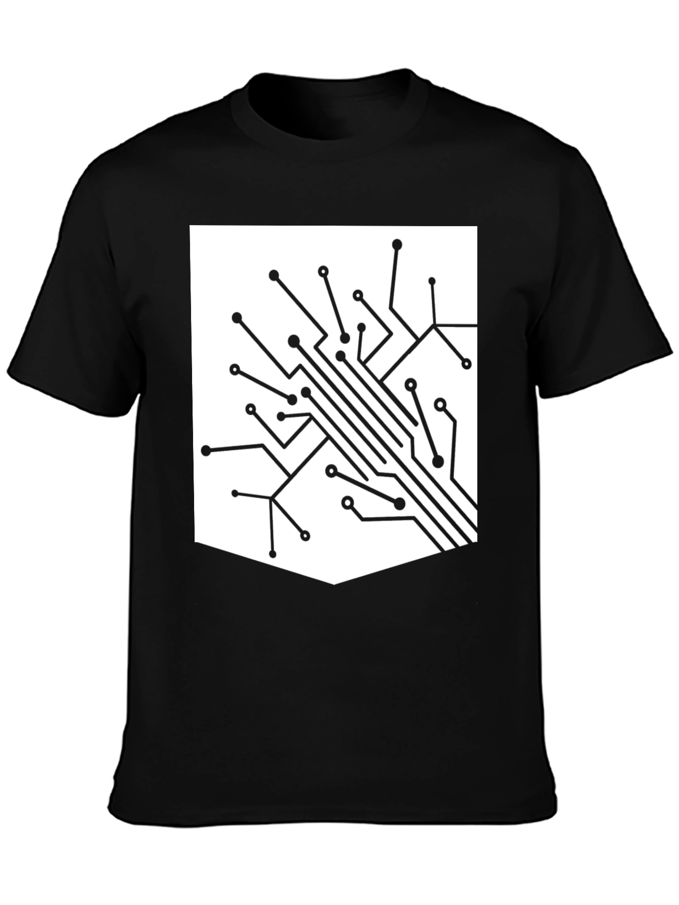 Tech Circuit Board Graphic Tee - Black Casual T-Shirt