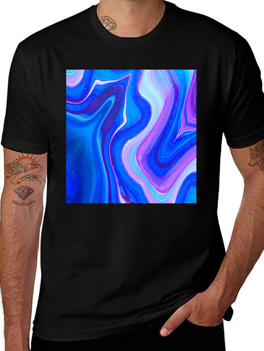 Abstract Swirl Graphic Black T-Shirt